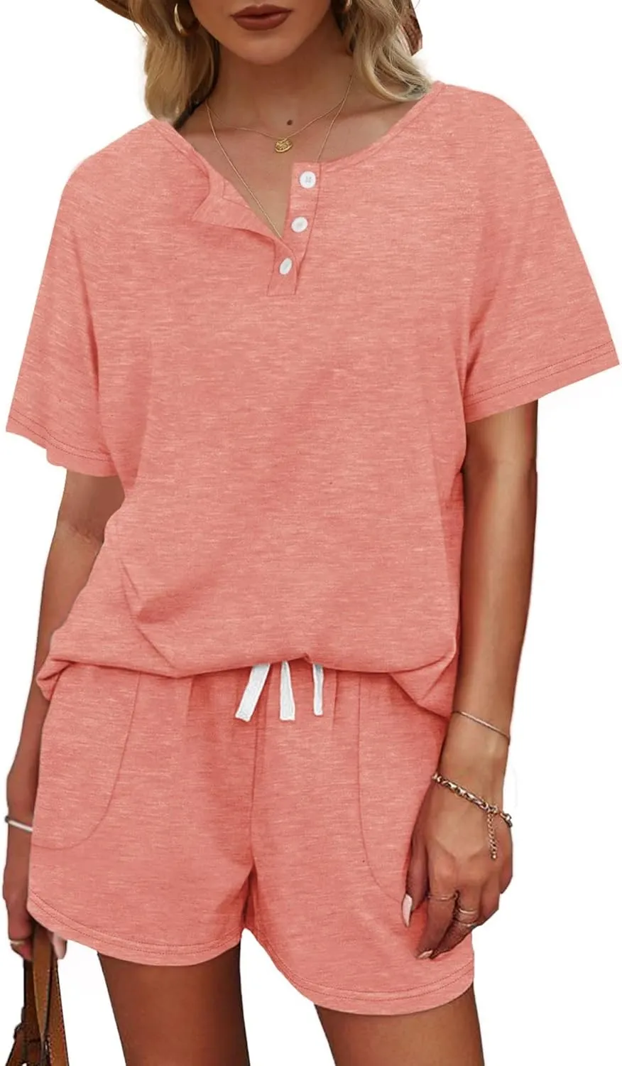 Two Piece Outfits for Women Shorts Suit Lounge Sets Casual Botton Collar Shirts and Shorts Tracksuit