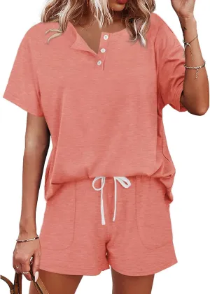 Two Piece Outfits for Women Shorts Suit Lounge Sets Casual Botton Collar Shirts and Shorts Tracksuit