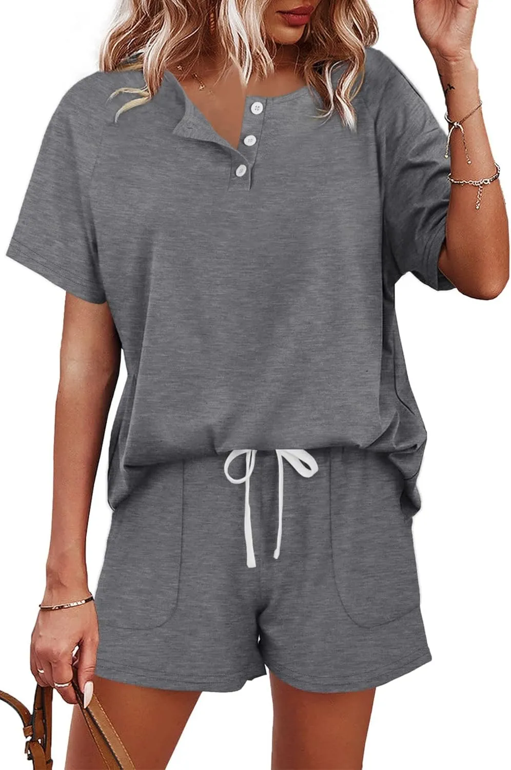 Two Piece Outfits for Women Shorts Suit Lounge Sets Casual Botton Collar Shirts and Shorts Tracksuit