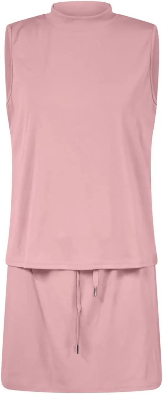 Two Piece Skirt Set for Women Sweatsuits Tennis Outfits Trendy Casual Mock Neck Sleeveless Top Elastic Short Skorts