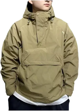 Uillui Men's Anorak Pullover Quarter-Zip Hooded Jacket Waterproof Lightweight Windbreaker Outdoor Golf Rain Jacket Hoodies