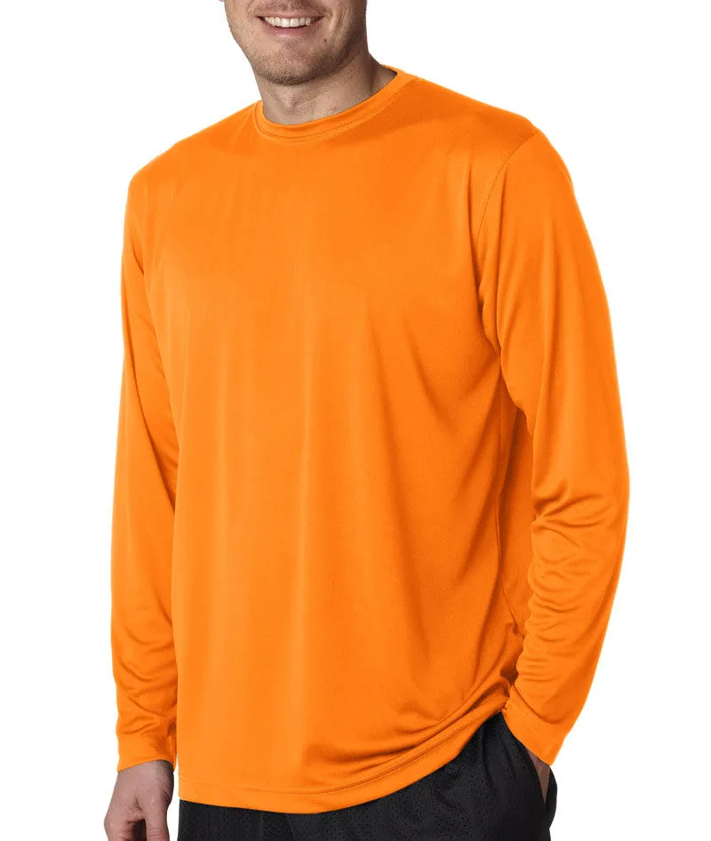ultraclub(R) adult cool & dry sport long-sleeve performance interlock tee - bright orange (4xl)