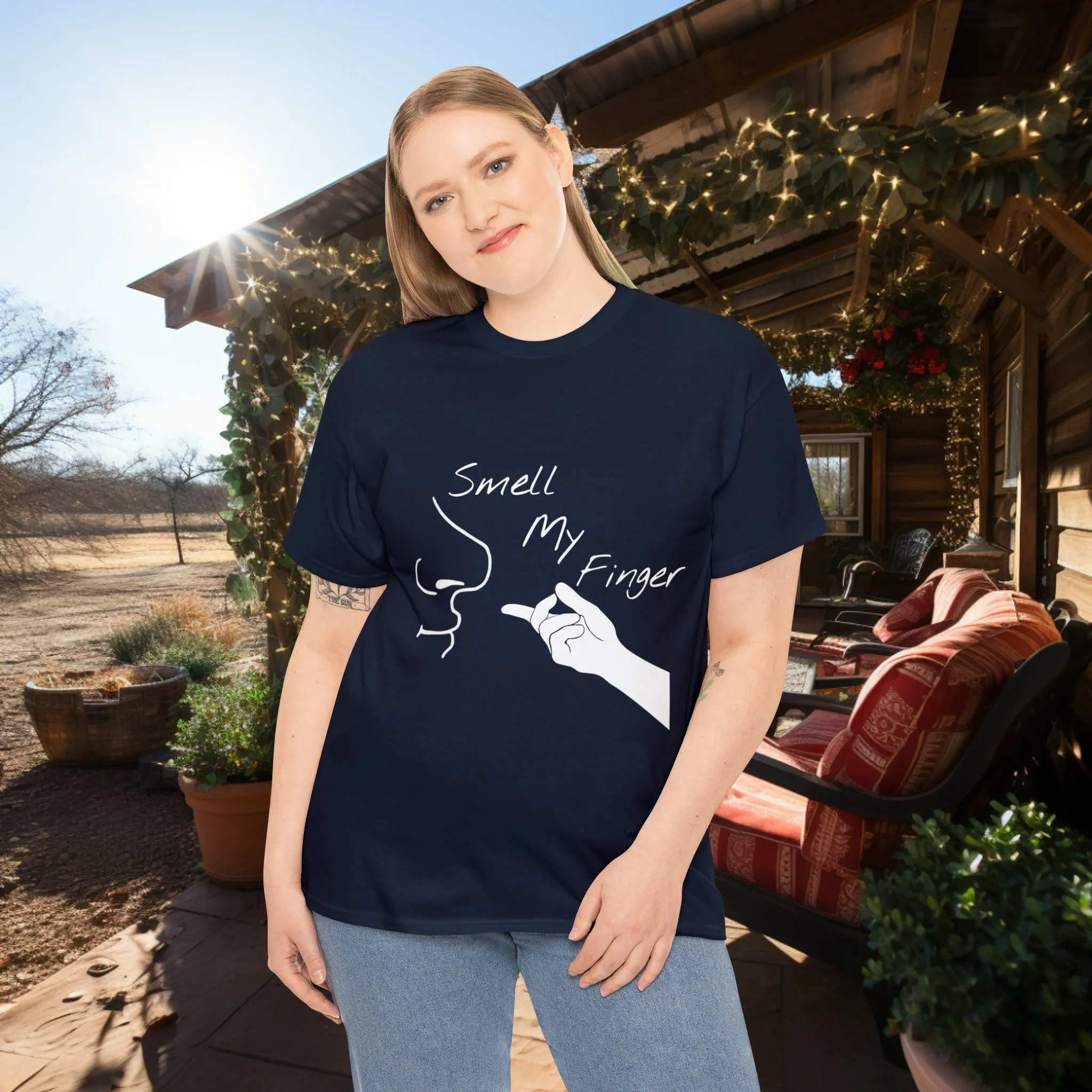 Unisex Smell My Finger Heavy Cotton Tee. Graphic T Shirt. Funny T Shirt. Outerwear. Unisex. Gift For Him. Gift For Her. Funny Gift