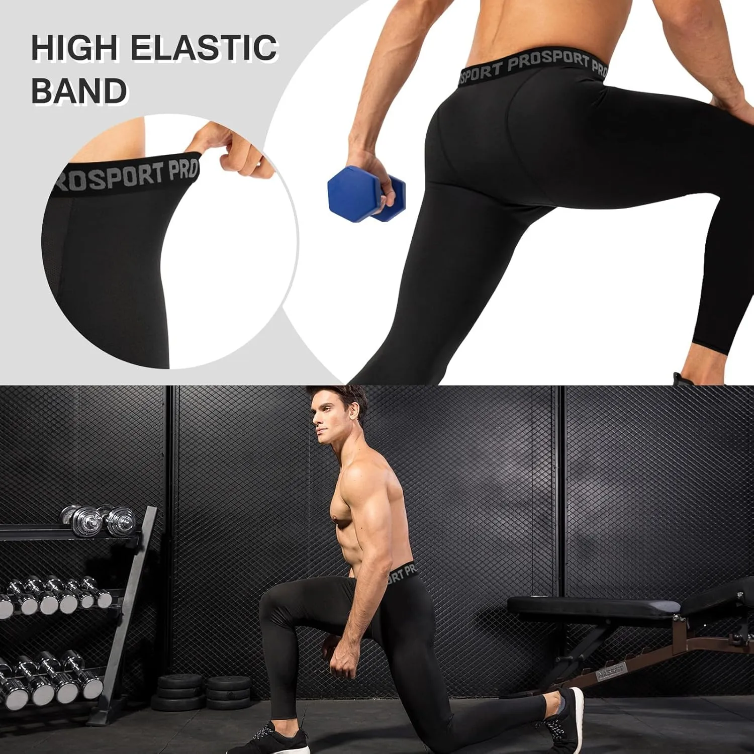 Valcatch 3 Pack Mens Running Leggings Compression Pants Tights Sports Baselayer Athletic Workout Activewear