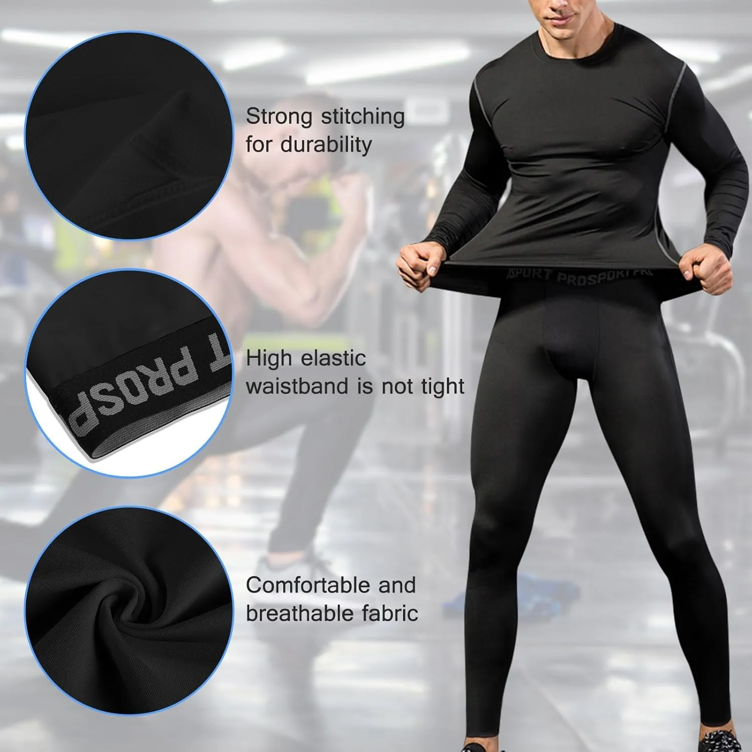 Valcatch 3 Pack Mens Running Leggings Compression Pants Tights Sports Baselayer Athletic Workout Activewear