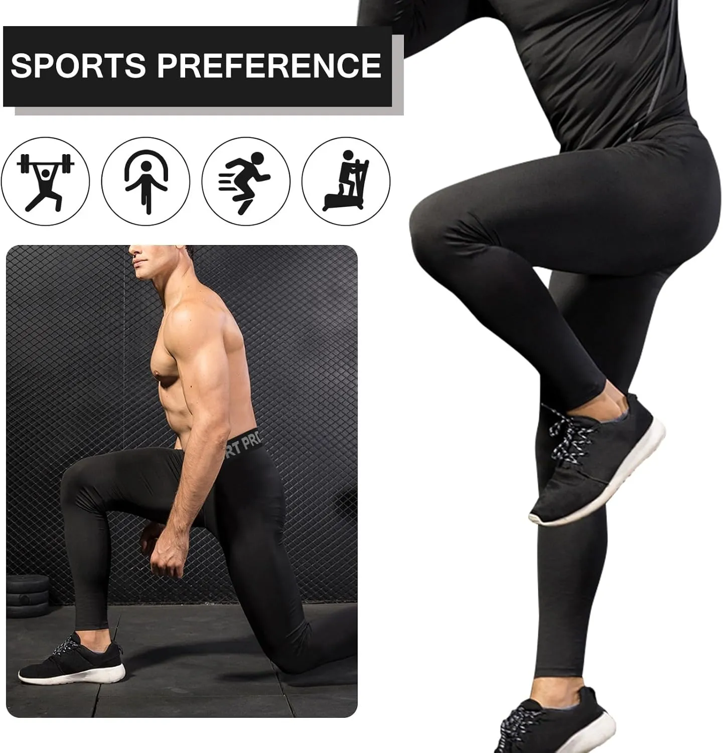 Valcatch 3 Pack Mens Running Leggings Compression Pants Tights Sports Baselayer Athletic Workout Activewear
