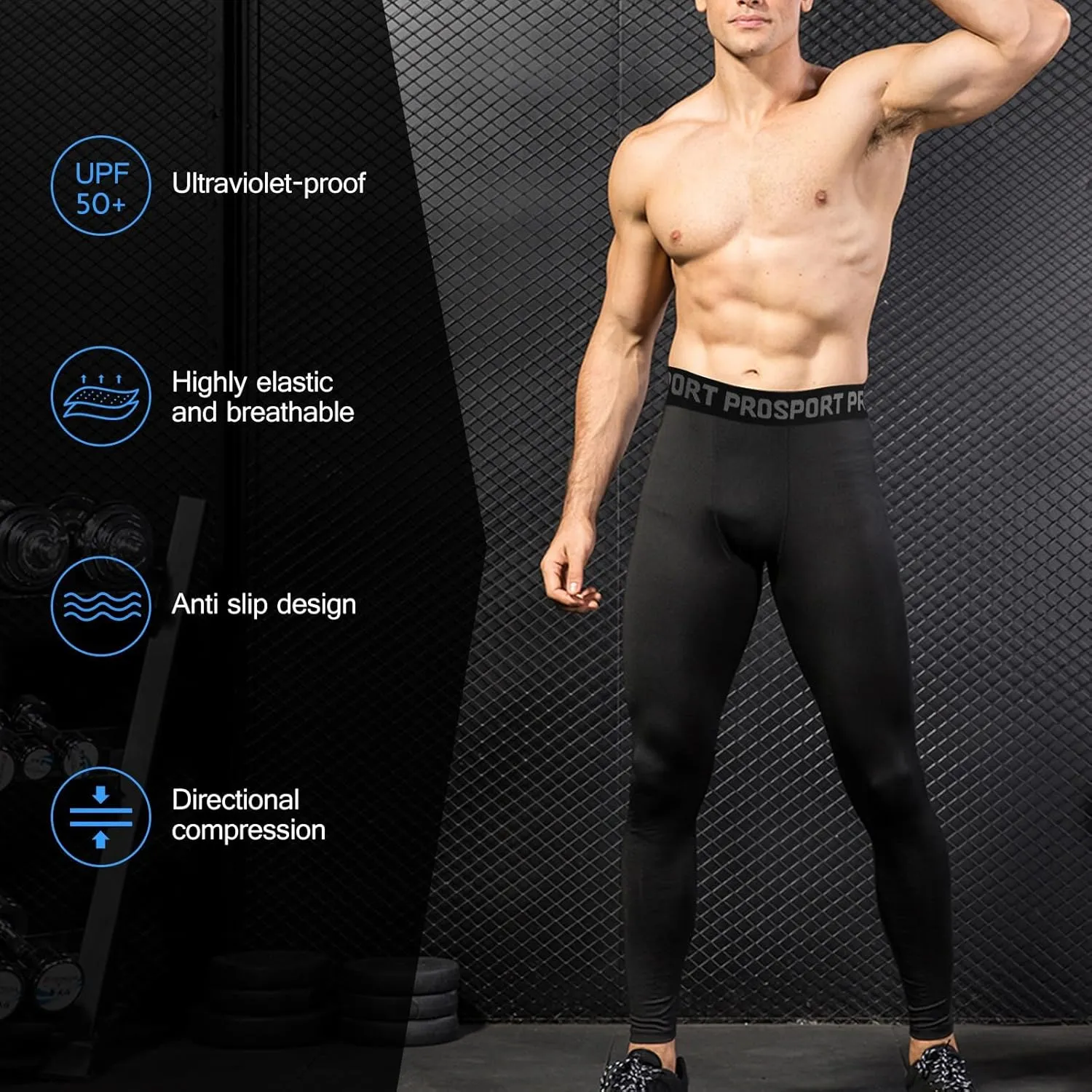 Valcatch 3 Pack Mens Running Leggings Compression Pants Tights Sports Baselayer Athletic Workout Activewear