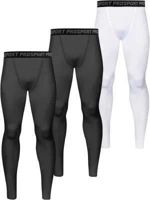 Valcatch 3 Pack Mens Running Leggings Compression Pants Tights Sports Baselayer Athletic Workout Activewear