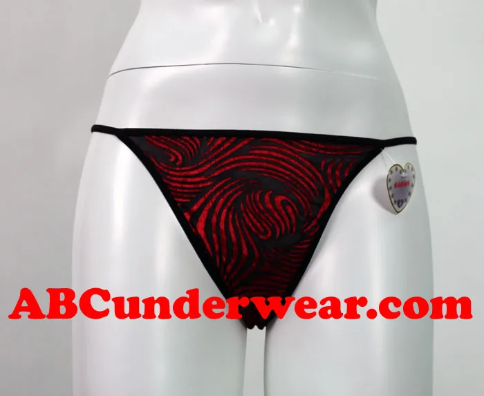 Velvet Look Sheer String Panties