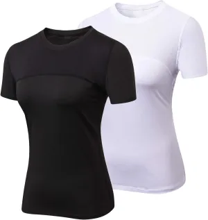 VEQKING Women's Compression T-Shirt 2-Pack MoistureWicking, QuickDry Activewear for Gym, Yoga & Running