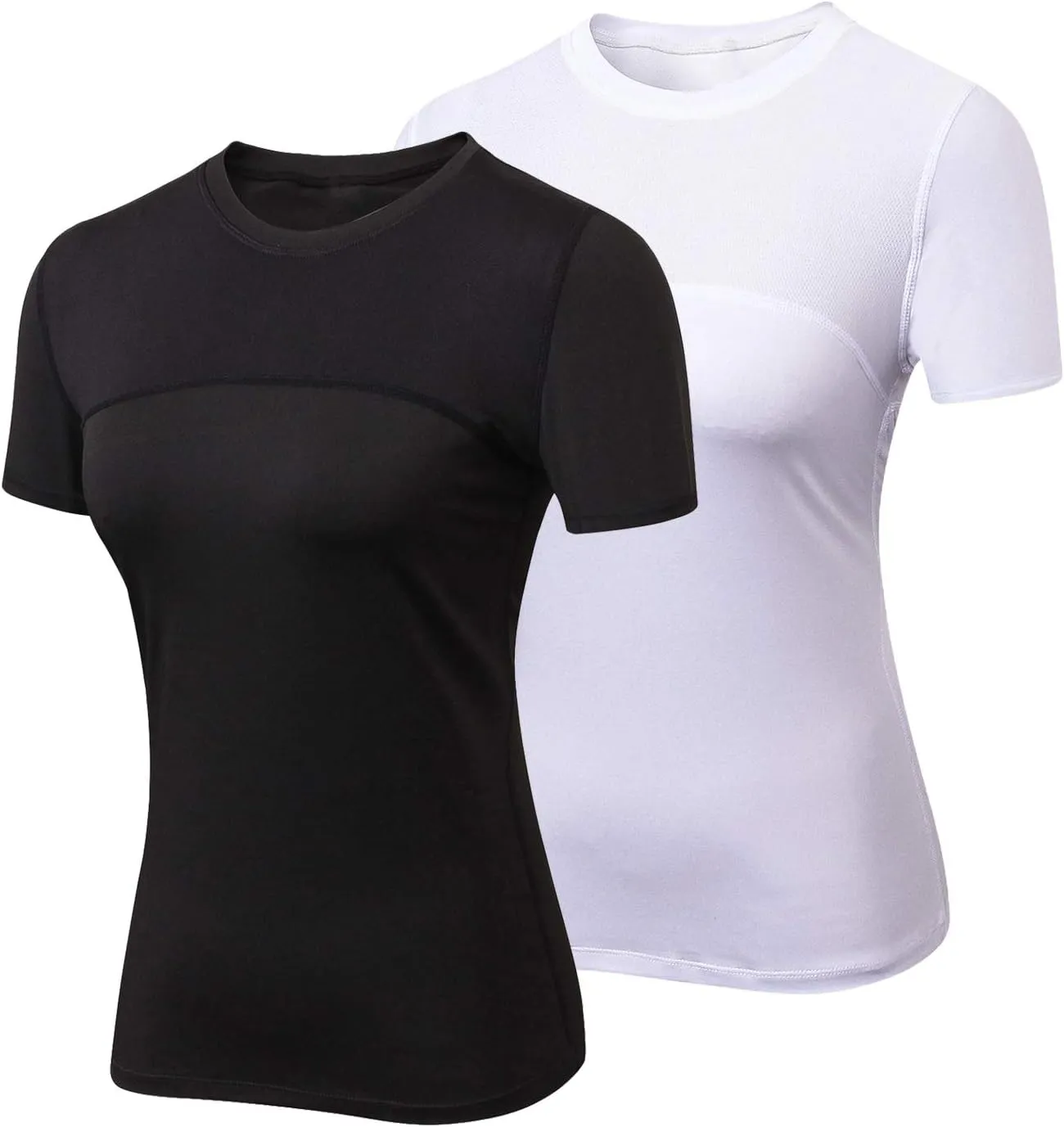 VEQKING Women's Compression T-Shirt 2-Pack MoistureWicking, QuickDry Activewear for Gym, Yoga & Running