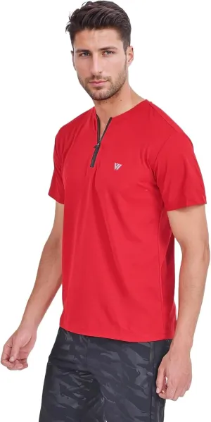 VIROH Mens Quick-Dry Zipper Activewear T-Shirt, Lightweight Short Sleeve Gym & Sports T-Shirt