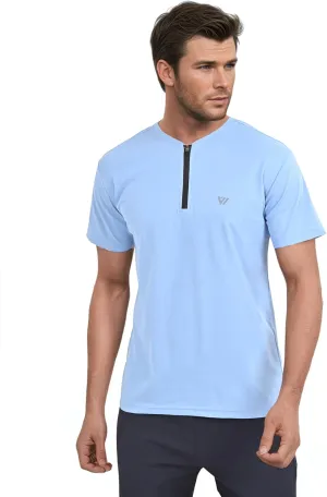 VIROH Mens Quick-Dry Zipper Activewear T-Shirt, Lightweight Short Sleeve Gym & Sports T-Shirt