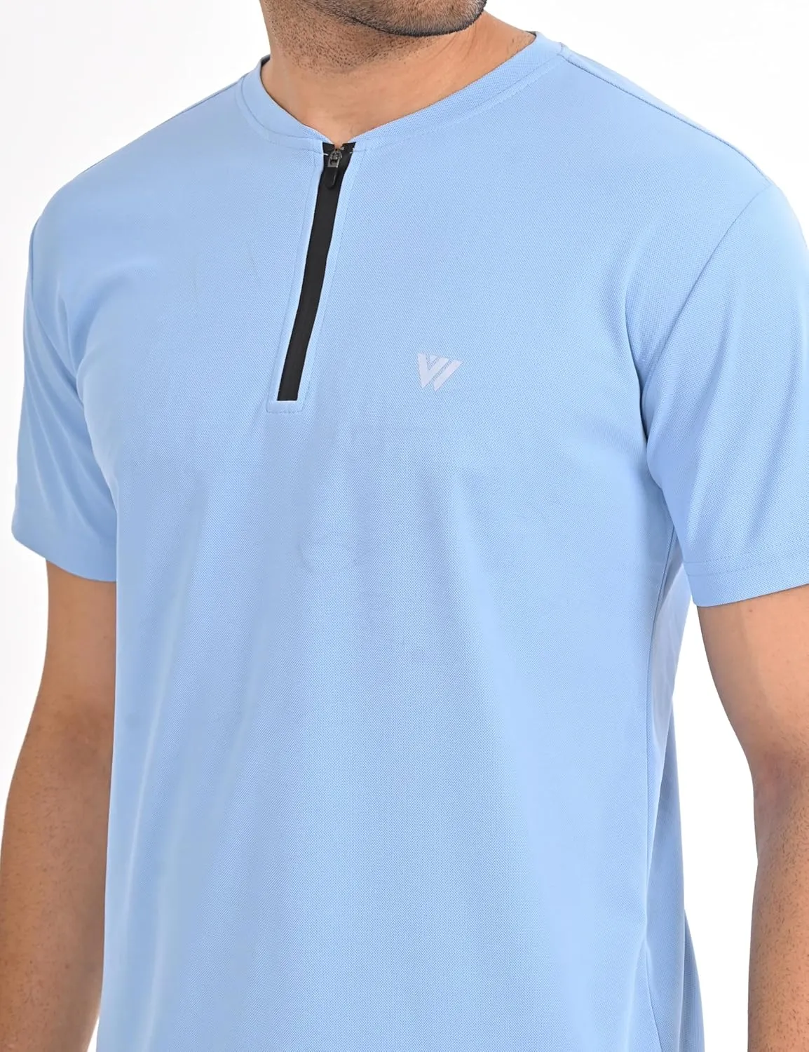 VIROH Mens Quick-Dry Zipper Activewear T-Shirt, Lightweight Short Sleeve Gym & Sports T-Shirt