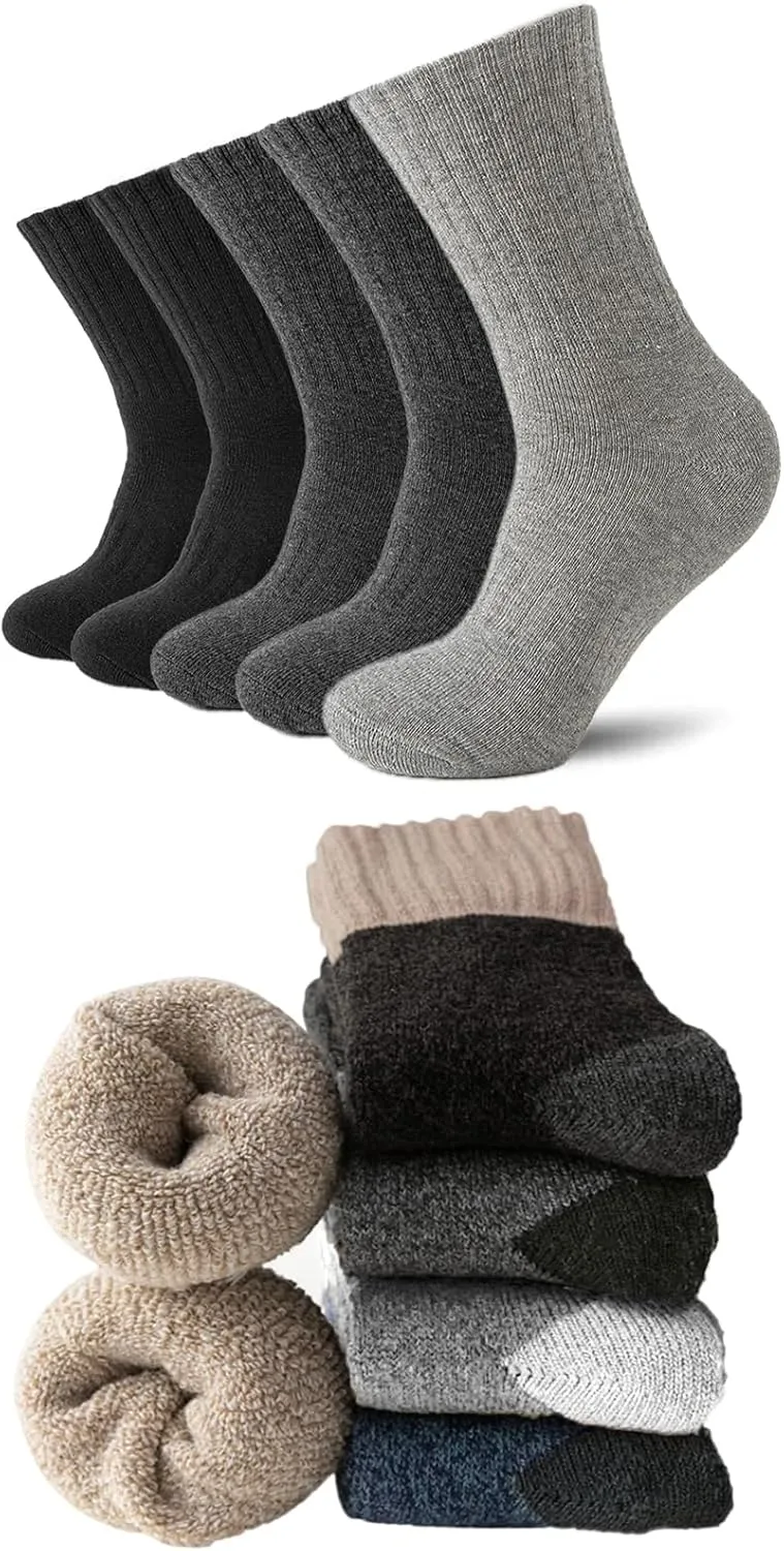 VoJoPi 10 Pairs Mens Wool Socks Thermal and Warm Hiking Socks