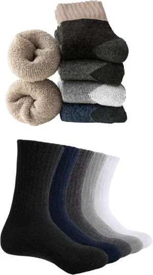 VoJoPi 5 Pairs Wool Thermal Socks  5 Pairs Wool Hiking Socks - Arch Support Added