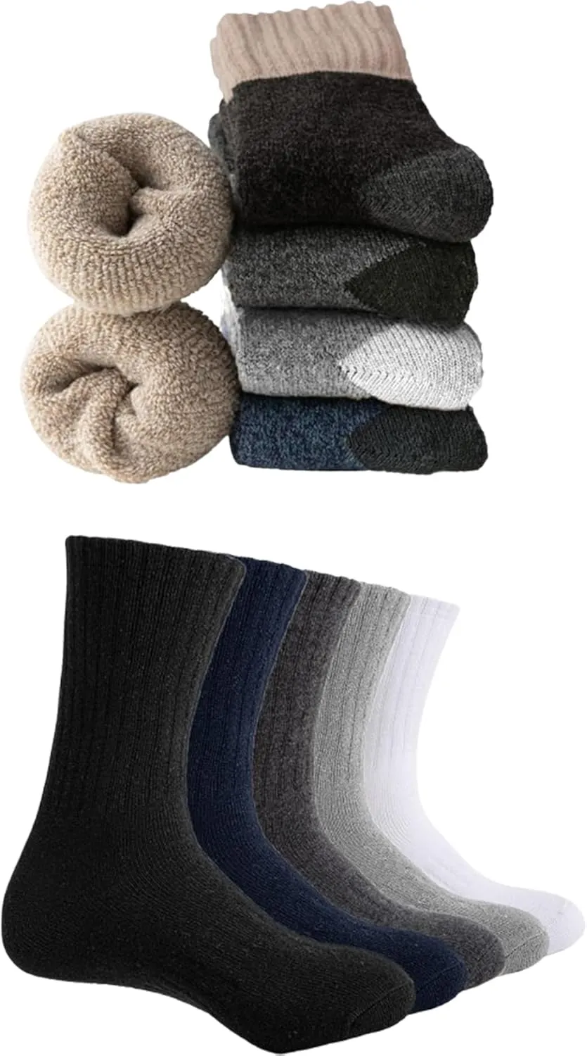 VoJoPi 5 Pairs Wool Thermal Socks  5 Pairs Wool Hiking Socks - Arch Support Added