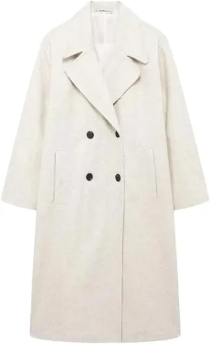 Vsadsau Women's Solid Lapel Double-Breasted Overcoat Mit Length Trench Coat Wool Blend Pea Jacket