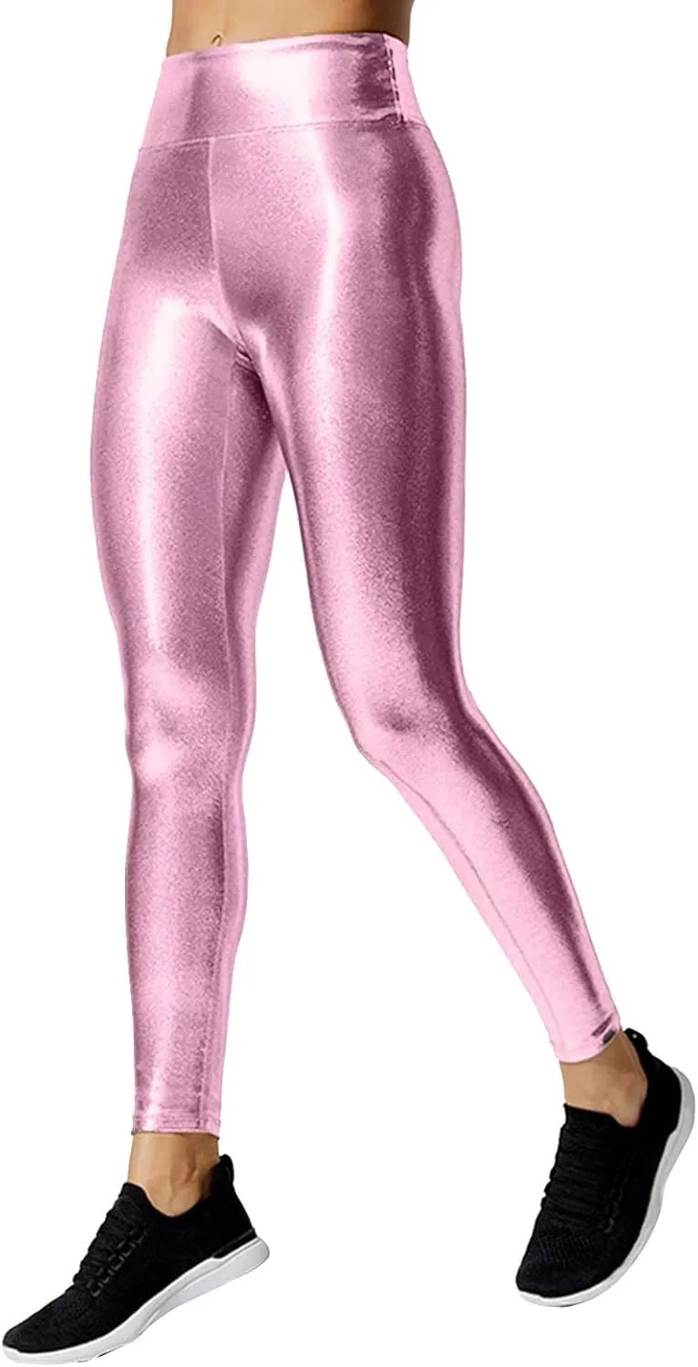 Wetlook Compression Tights Women Solid Casual Leggings for Women High Waist High Rise Skimpy High Rise Yoga Pants