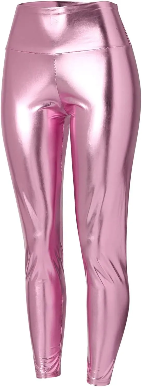 Wetlook Compression Tights Women Solid Casual Leggings for Women High Waist High Rise Skimpy High Rise Yoga Pants