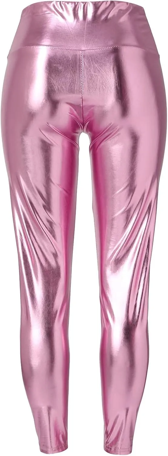 Wetlook Compression Tights Women Solid Casual Leggings for Women High Waist High Rise Skimpy High Rise Yoga Pants