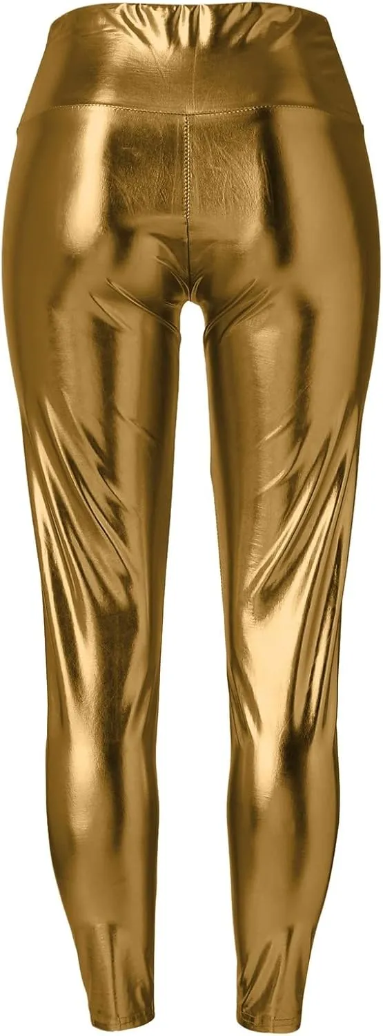 Wetlook Compression Tights Women Solid Casual Leggings for Women High Waist High Rise Skimpy High Rise Yoga Pants