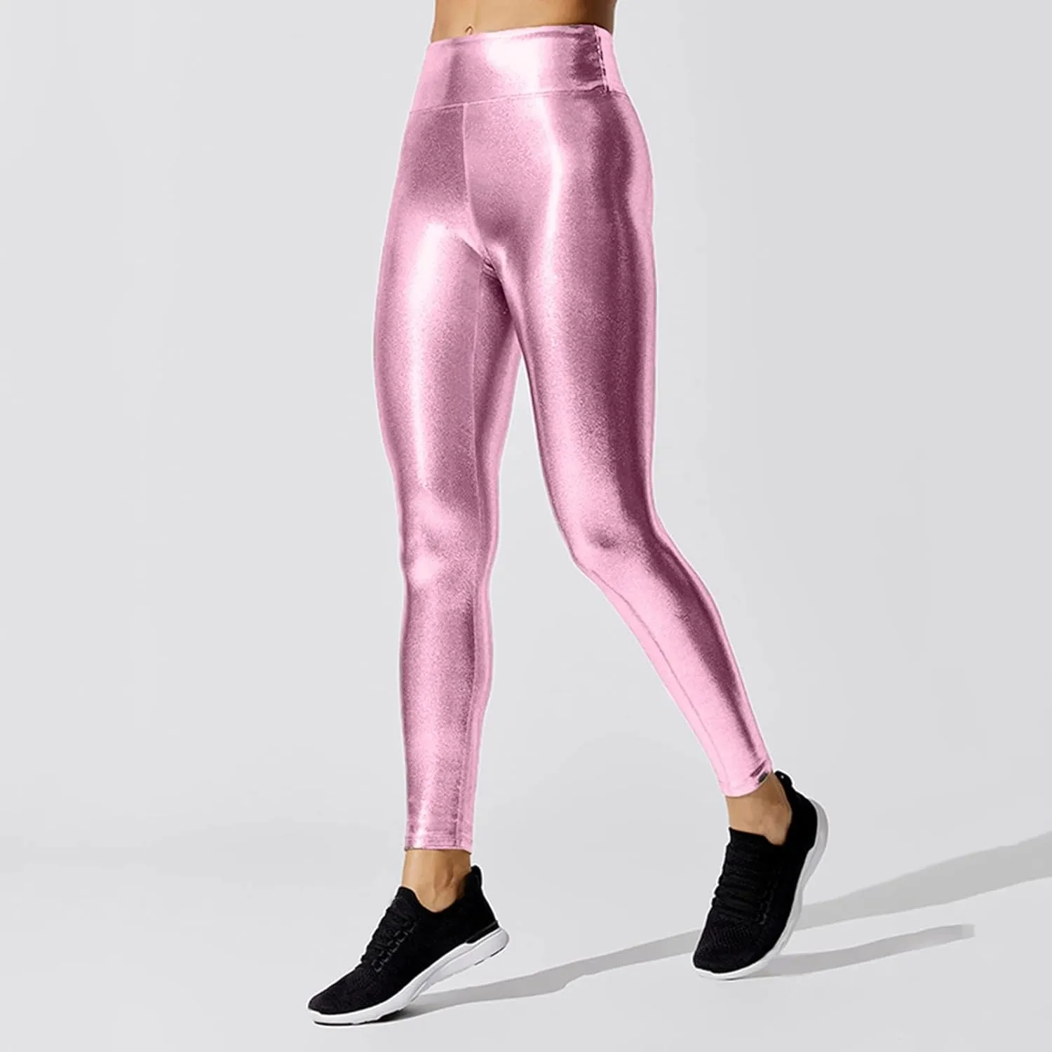 Wetlook Compression Tights Women Solid Casual Leggings for Women High Waist High Rise Skimpy High Rise Yoga Pants