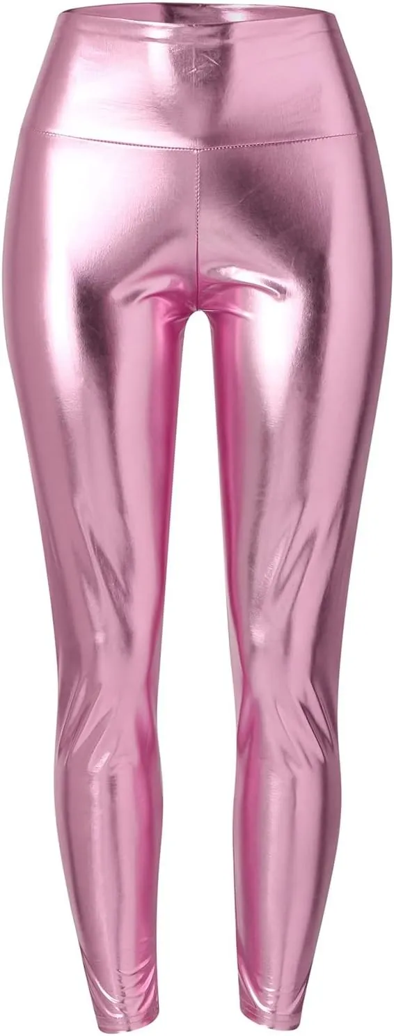 Wetlook Compression Tights Women Solid Casual Leggings for Women High Waist High Rise Skimpy High Rise Yoga Pants
