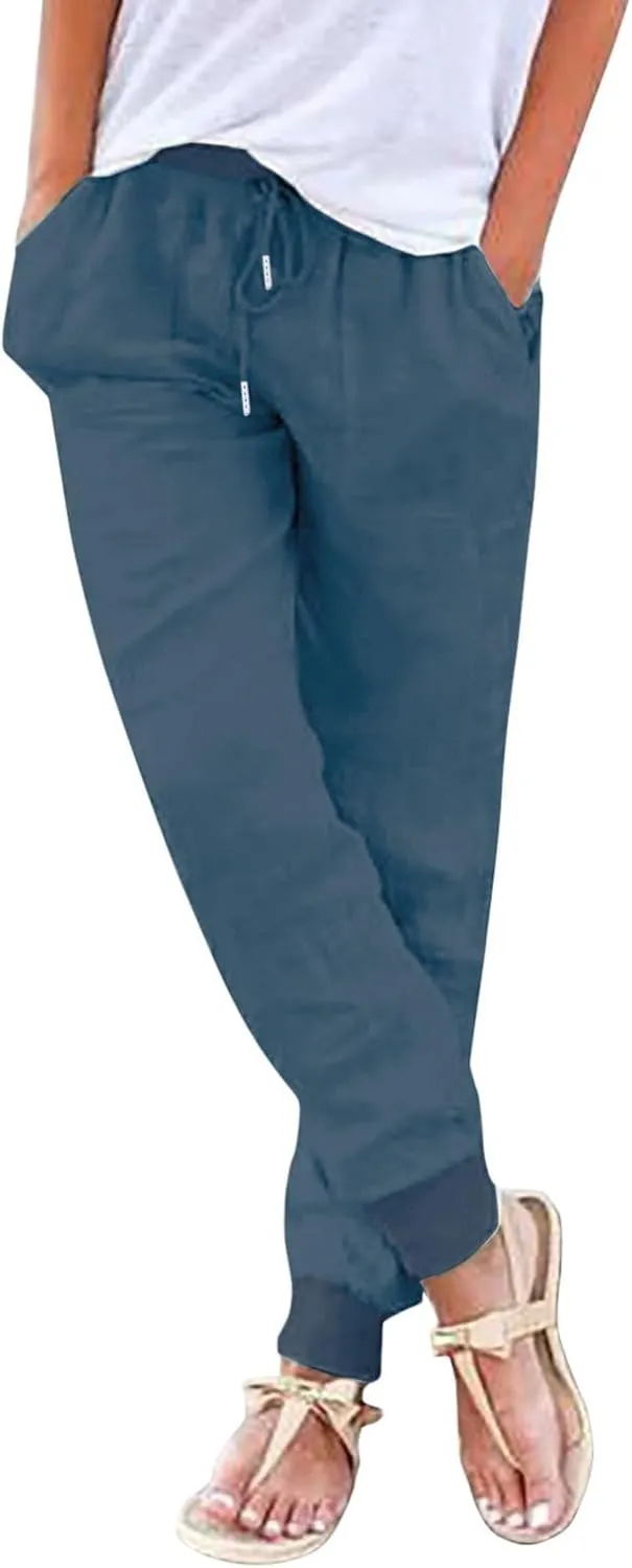 Wide Leg Pants Women Dressy Casual Summer Wide Leg High Waist Casual Lounge Pants Drawstring Trouser with Pockets
