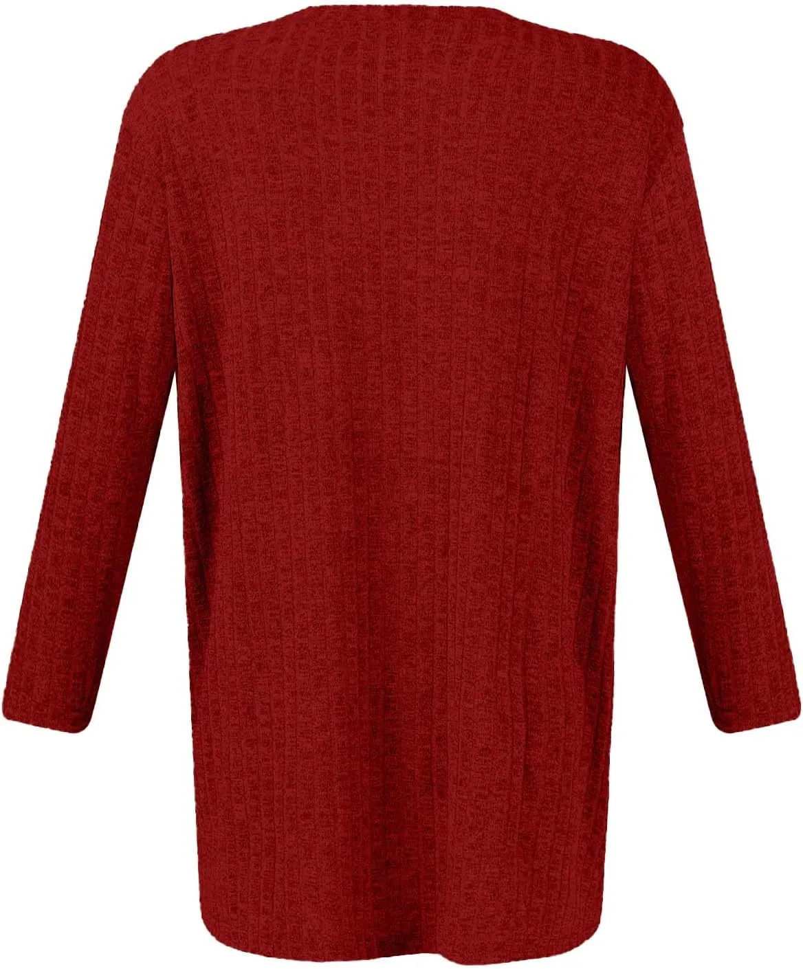Winter 3/4 Length Sleeve Casual Tops Trendy Ribbed Knit Sweaters 2024 Sweatshirts Plus Size