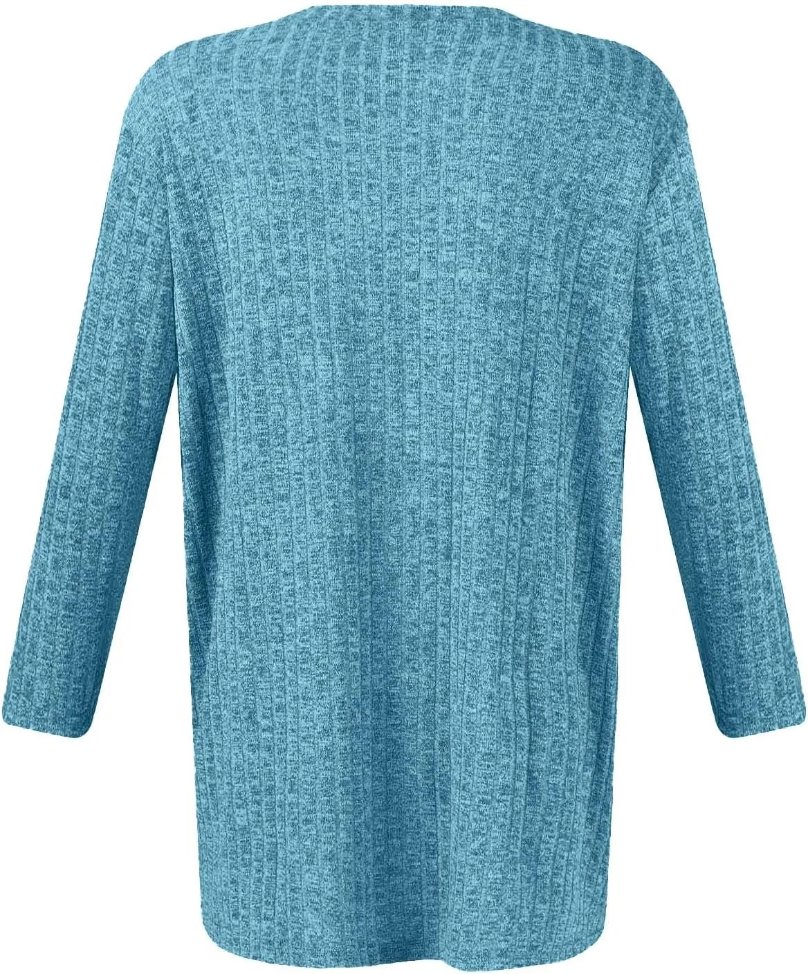 Winter 3/4 Sleeve Tops Plus Size Ribbed Knit Cozy Sweaters Fuzzy Cute Sweatshirts for Women Preppy