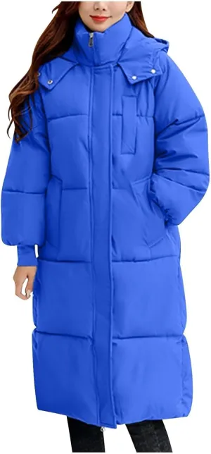 Winter Coats For Women 2024 Long Down Puffer Parka Jacket Winter Down Hooded Long Quilted Puffer Ladies Outerwear