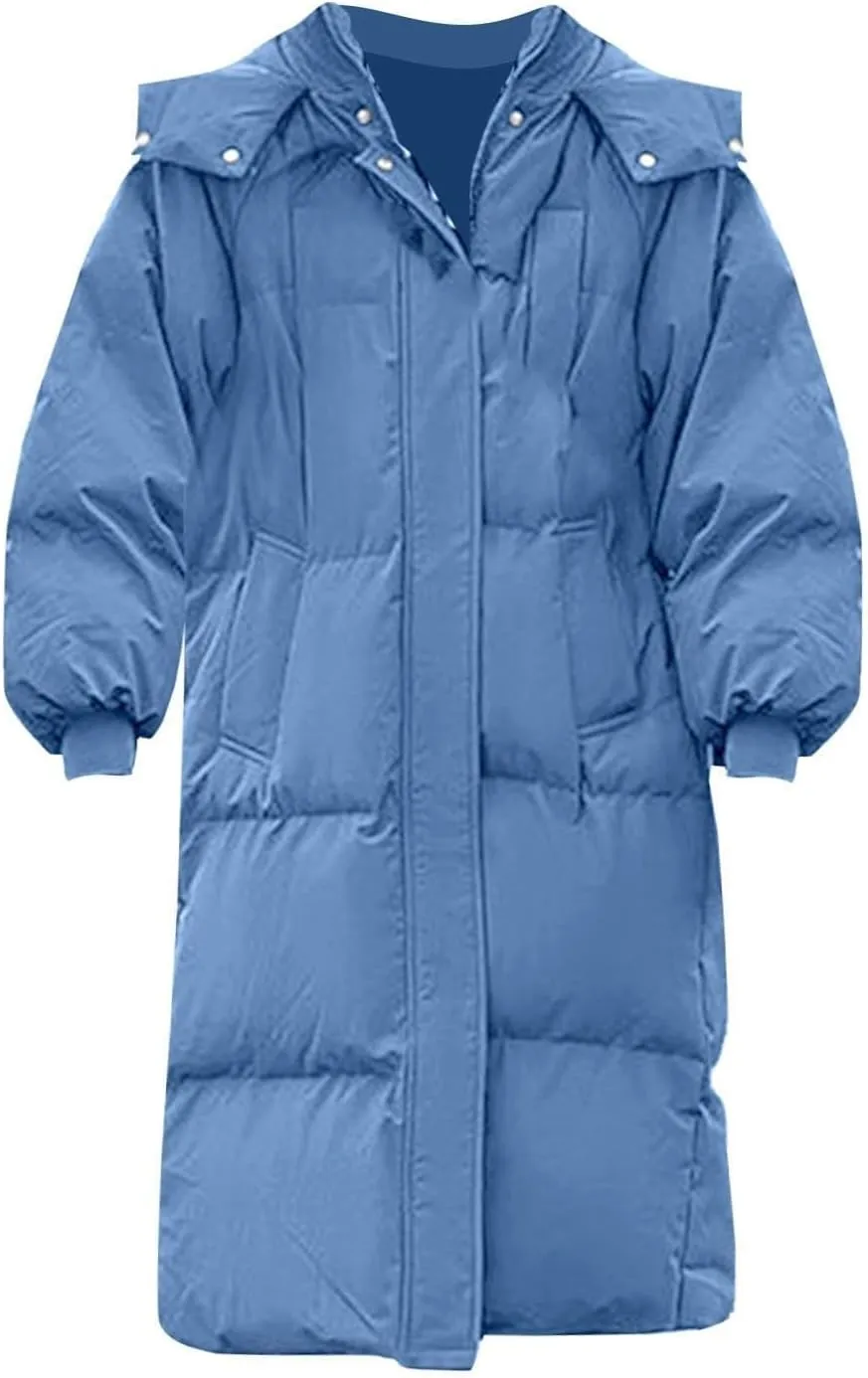 Winter Coats For Women 2024 Long Down Puffer Parka Jacket Winter Down Hooded Long Quilted Puffer Ladies Outerwear