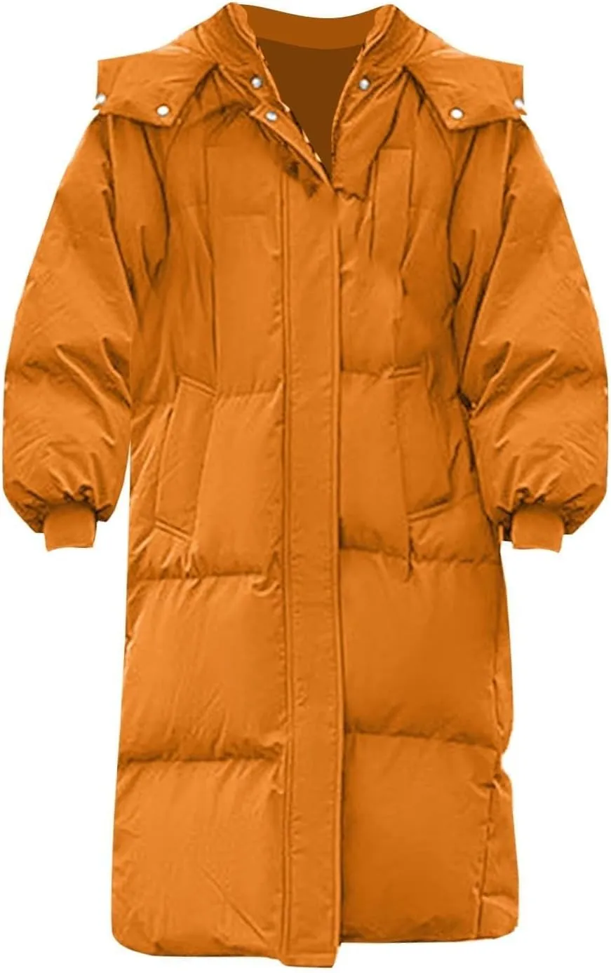 Winter Coats For Women 2024 Long Down Puffer Parka Jacket Winter Down Hooded Long Quilted Puffer Ladies Outerwear