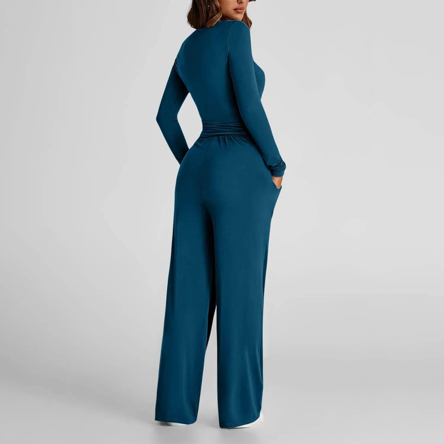Women 2 Piece Lounge Sets Casual Knit Set Crew Neck Tops and Pants Set Baggy Yoga Loungewear Workout Athletic Outfits