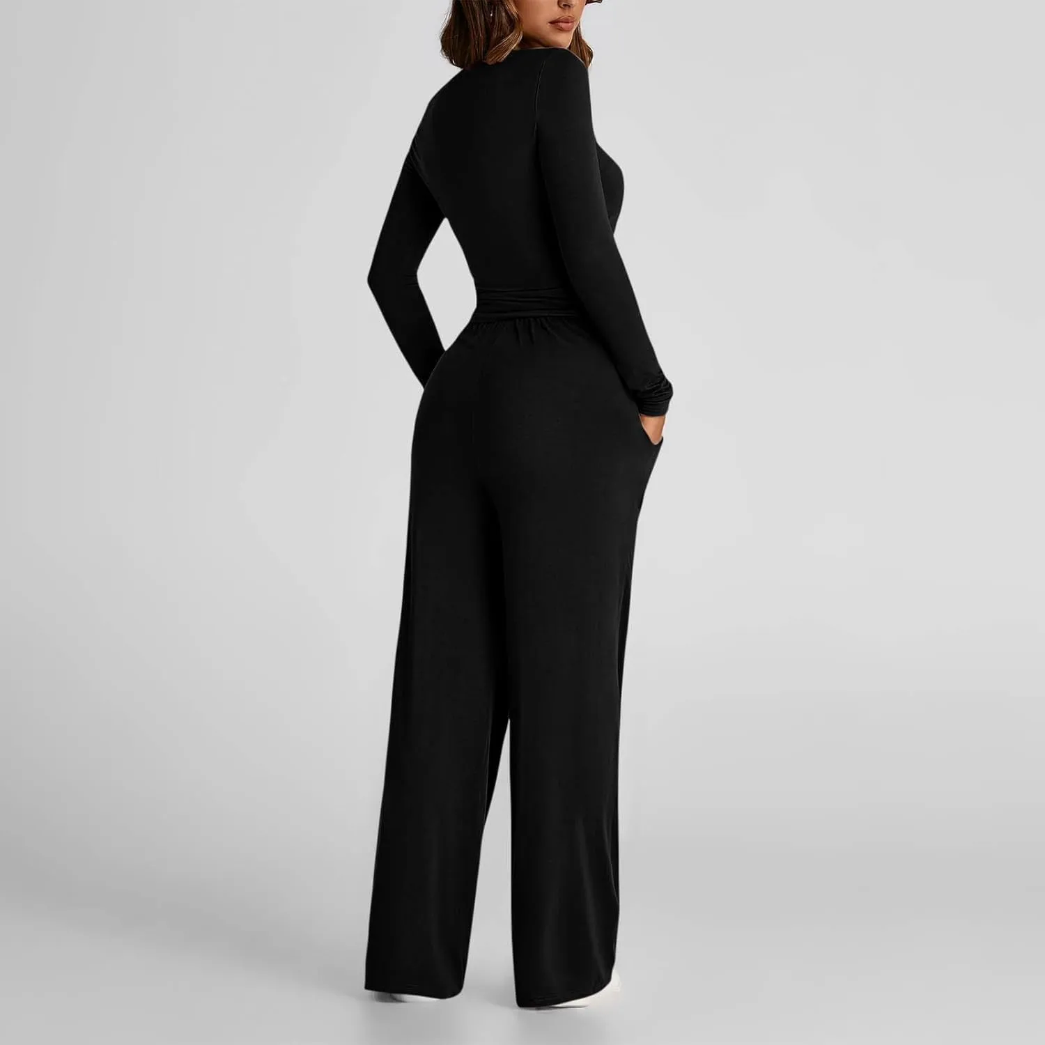 Women 2 Piece Lounge Sets Casual Knit Set Crew Neck Tops and Pants Set Baggy Yoga Loungewear Workout Athletic Outfits