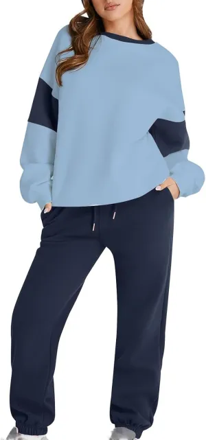 Women 2 Piece Sweatsuit Fleece Tracksuit Set Casual Athletic Outfit Oversized Pullover and Joggers Comfy Workout Sets