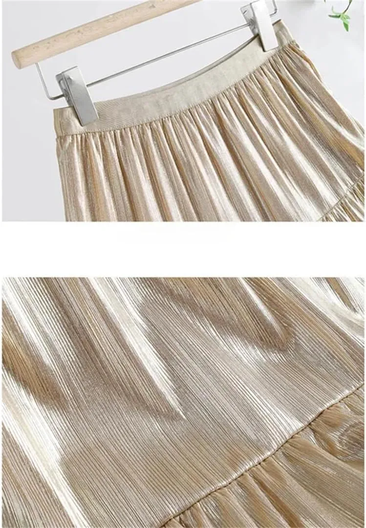 Women A-Line Vintage Skirts High Waist Long Skirt Patchwork High Street Ankle-Length Skirts