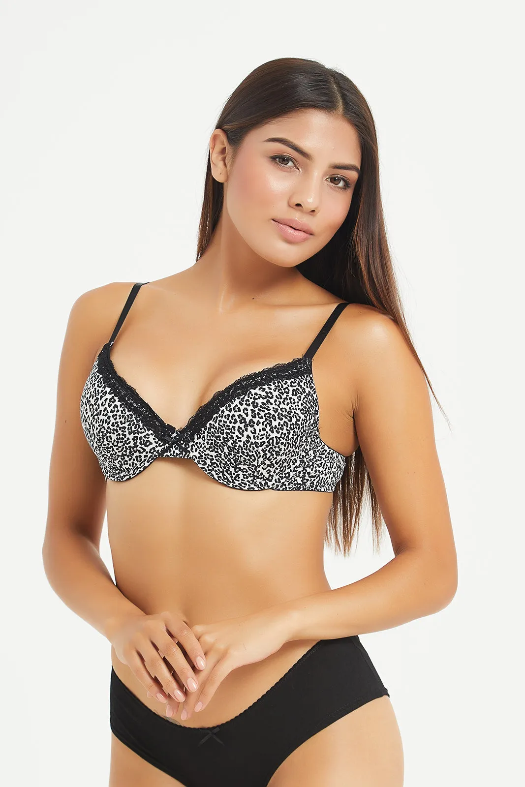 Women Assorted Printed Plunge Bras (Pack Of 2)