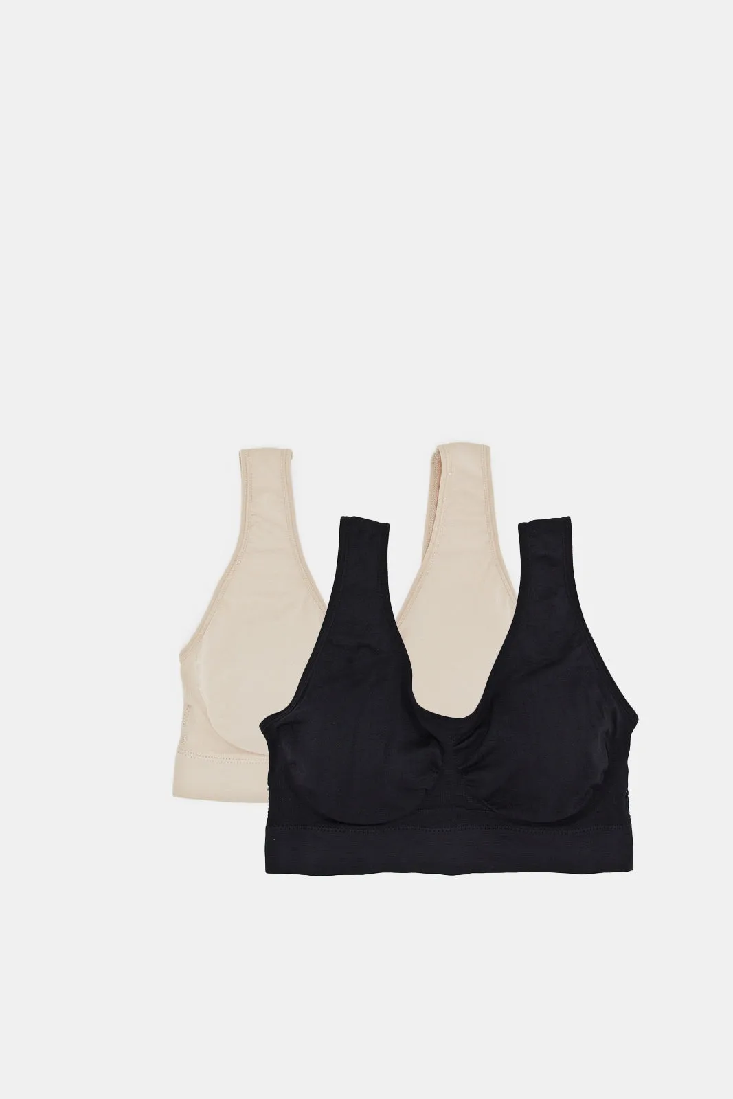 Women Black And Nude Seamless Bra Set (Pack of 2)