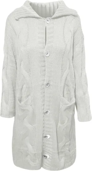 Women Chunky Knit Sweater Coats with Pockets Open Front Cardigan Sweaters Plus Size Long Overcoat Solid Winter Jacket