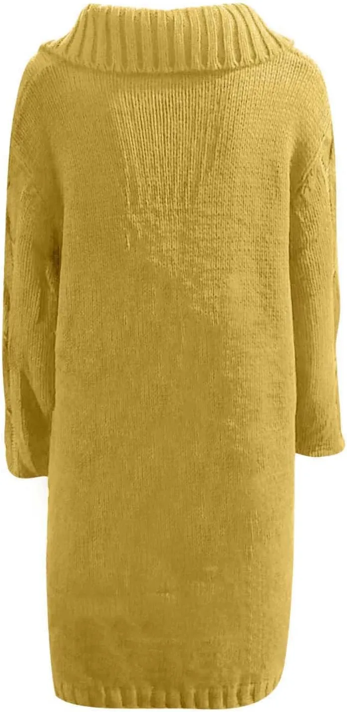Women Chunky Knit Sweater Coats with Pockets Open Front Cardigan Sweaters Plus Size Long Overcoat Solid Winter Jacket
