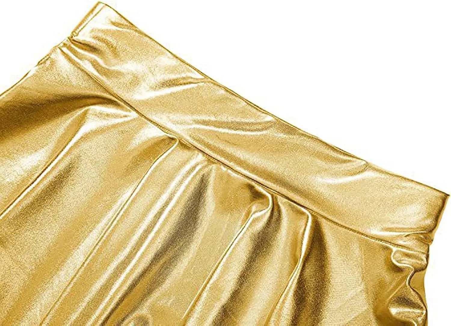 Women Faux Leather Mini Skirts Night Out Disco Short Skirt Sexy Performance Stage Pleated Skirt PU-Leather Skirts