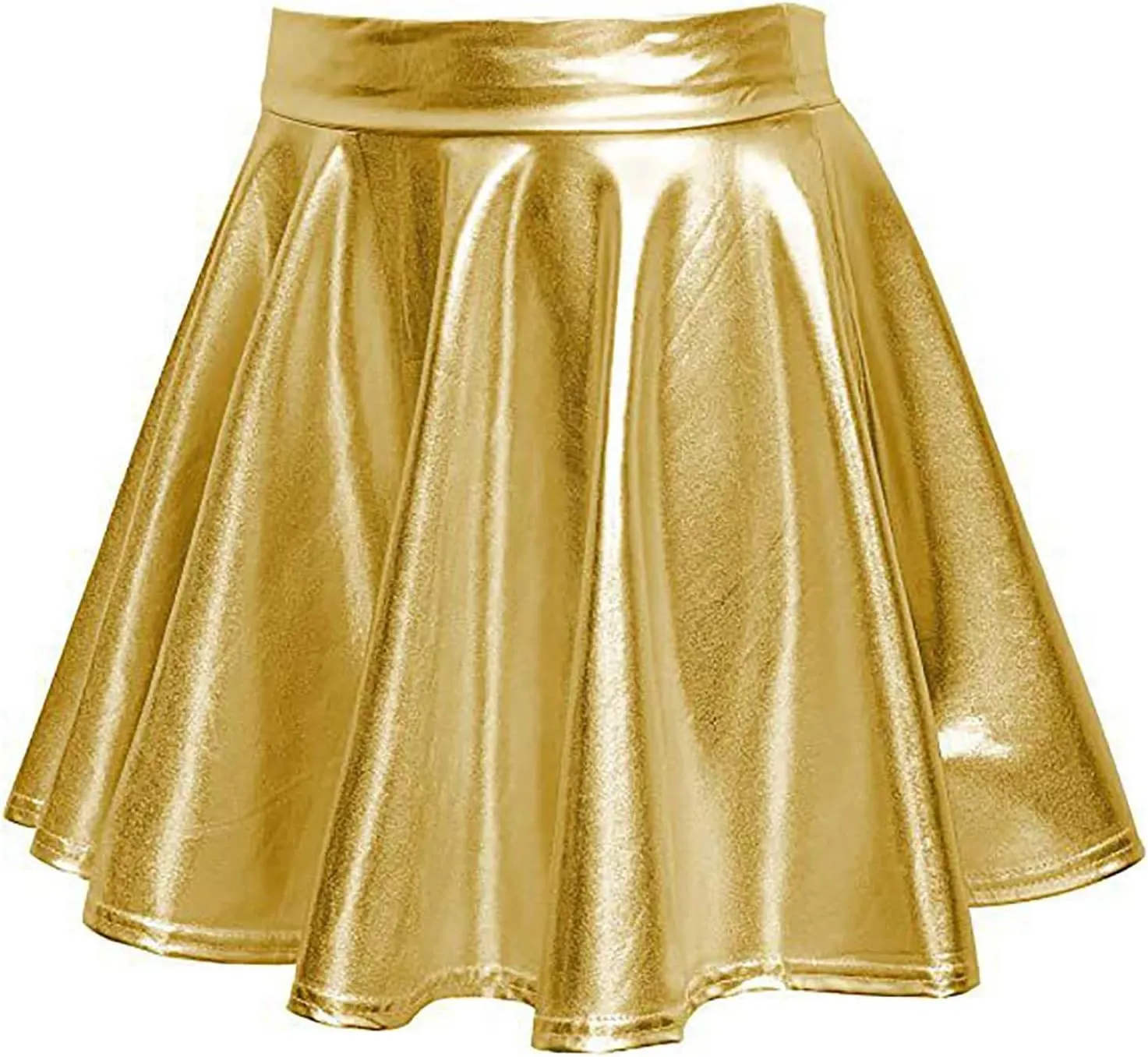 Women Faux Leather Mini Skirts Night Out Disco Short Skirt Sexy Performance Stage Pleated Skirt PU-Leather Skirts