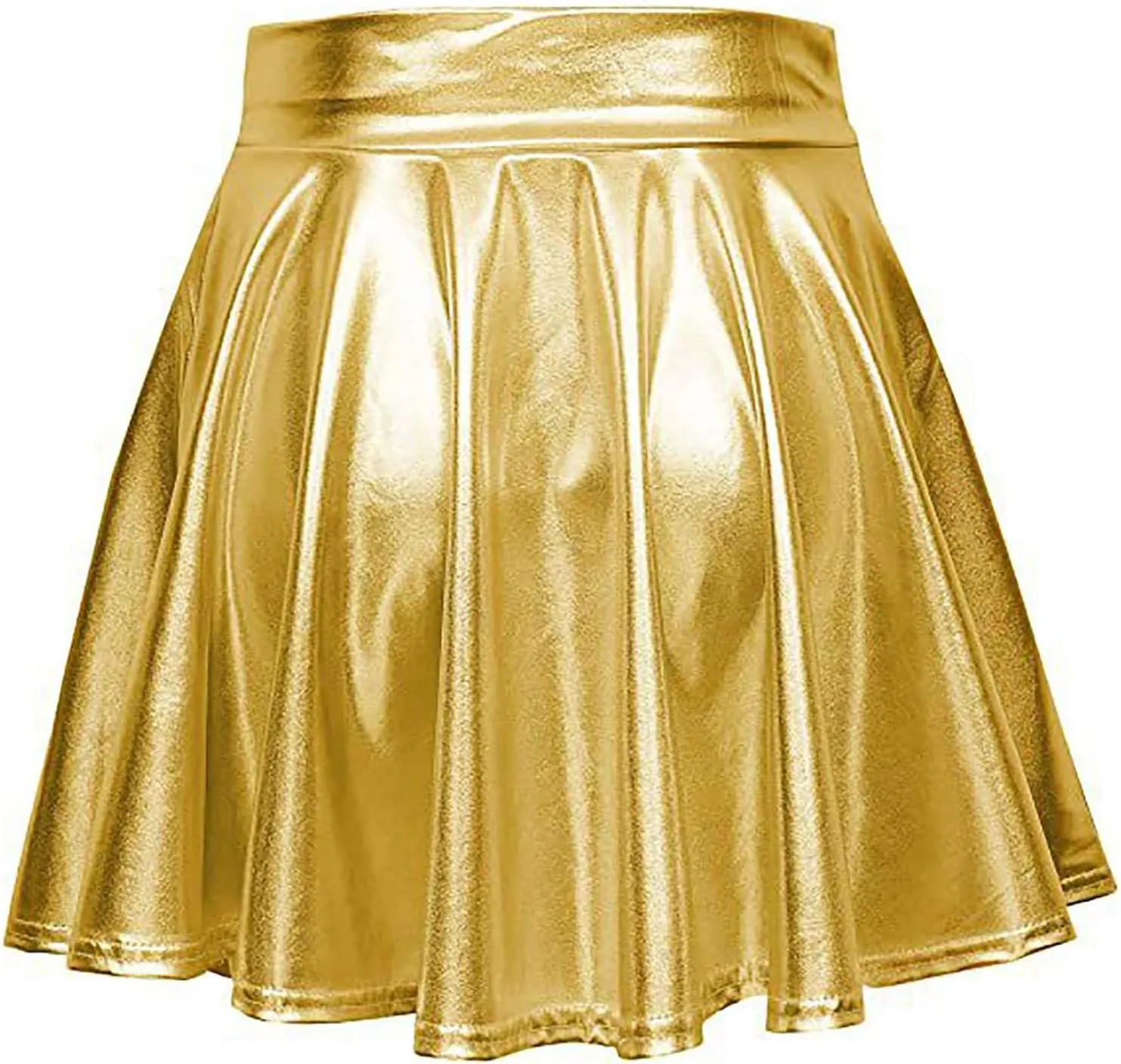 Women Faux Leather Mini Skirts Night Out Disco Short Skirt Sexy Performance Stage Pleated Skirt PU-Leather Skirts