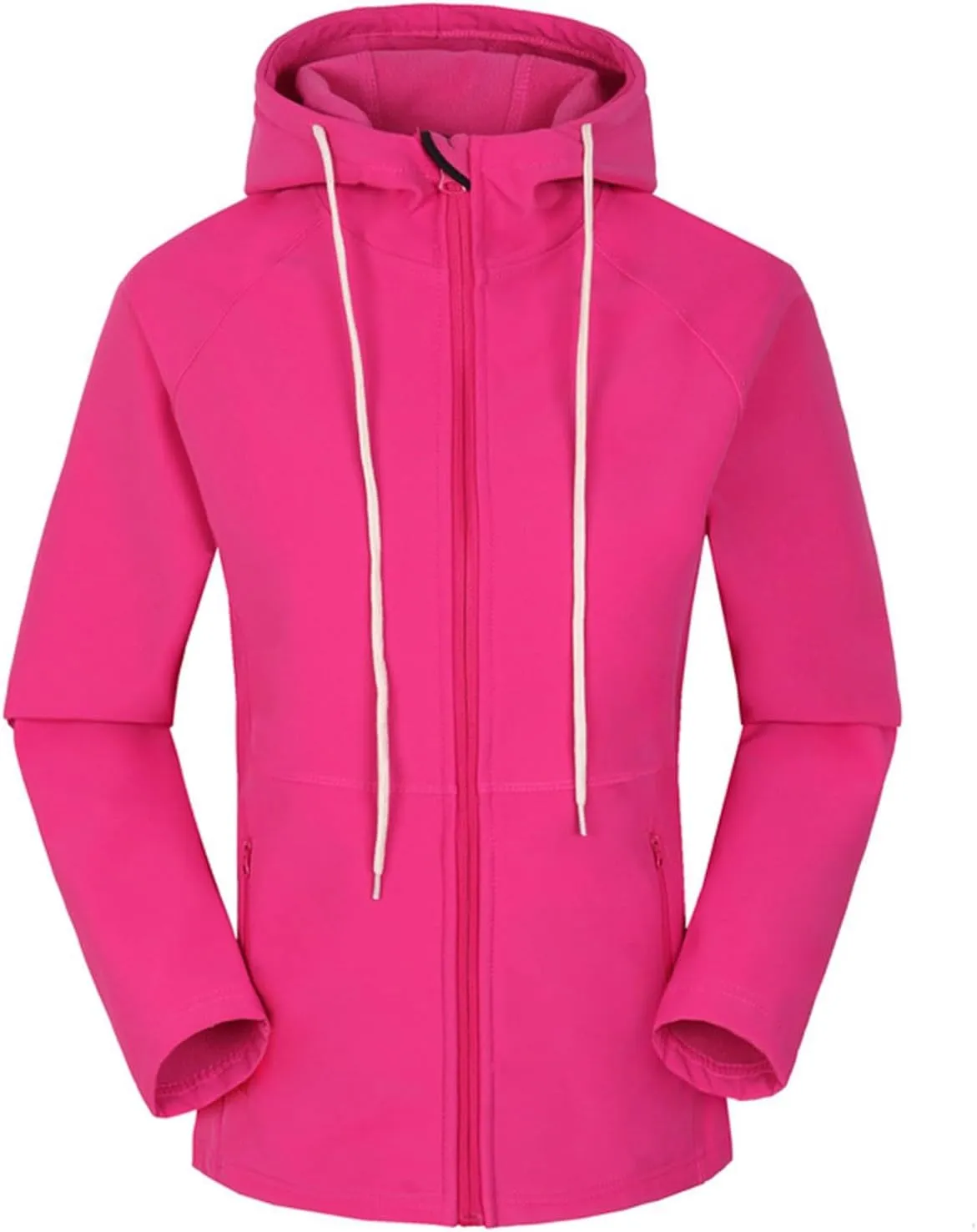 Women Full Zip Mock Neck Hooded Raincoat, Lightweight Drawstring Waterproof Windbreaker Outdoor Travel Casual Jackets
