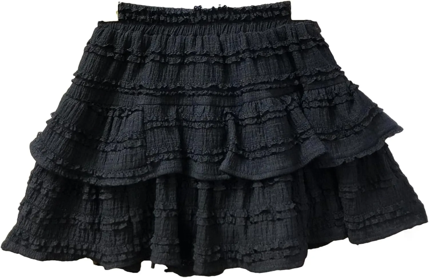 Women High Waist A-Line Skirts Ruffled Lace Pleated Mini Skirts