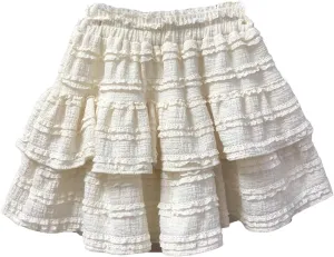 Women High Waist A-Line Skirts Ruffled Lace Pleated Mini Skirts