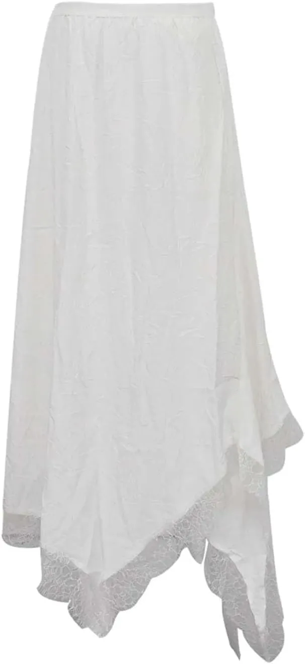 Women Lace Casual High Waisted Loose Skirts Elegant Solid Ankle-Length Skirts