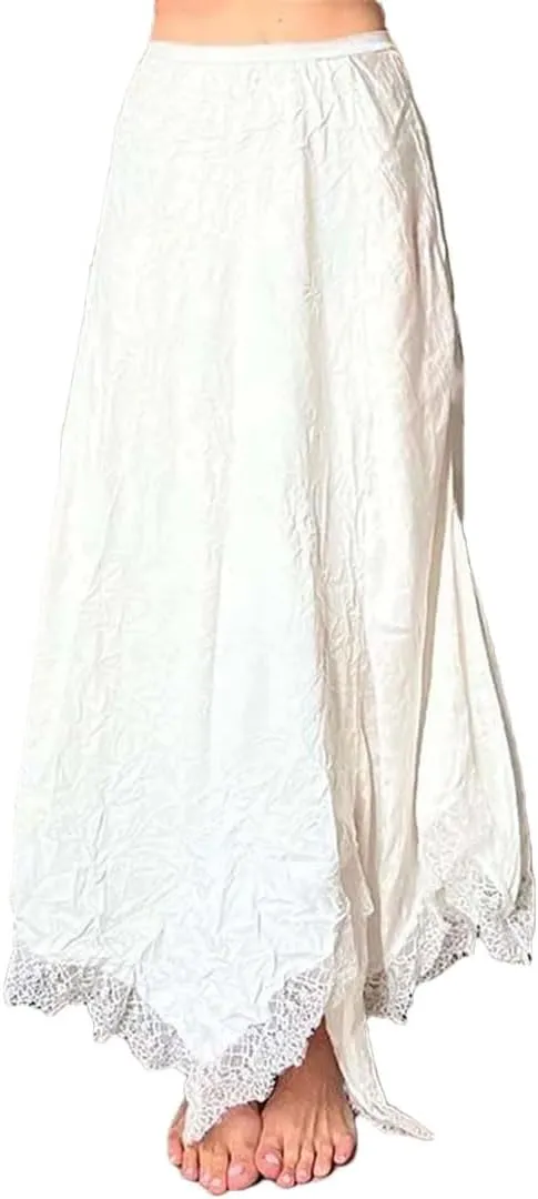 Women Lace Casual High Waisted Loose Skirts Elegant Solid Ankle-Length Skirts